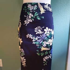 Blue Ann Taylor Floral Pencil Skirt